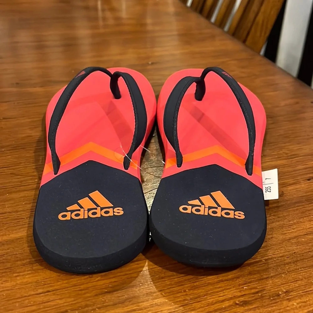 Adidas Eezay Flip Flops Thongs Sandals Shoes new F35031 Blue pink Women’s Size 7_7